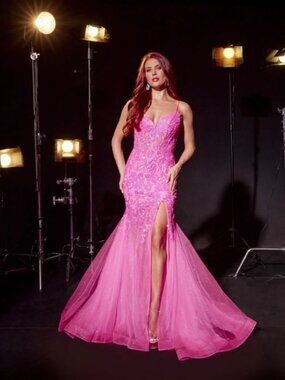 NWT Sophia Thomas Style 4019 Size 12 Pink Sequin Mermaid Prom Gown